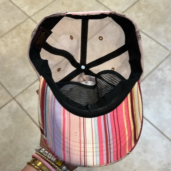 Vintage Y2K Pink Striped Von Dutch Patch Trucker Hat main image 4